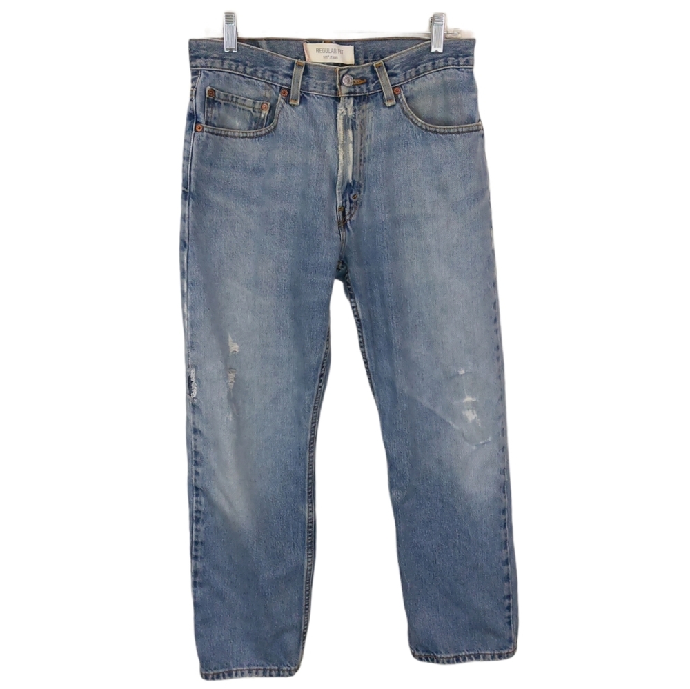 Levi's 505 Regular Fit Light Wash Distressed Jeans